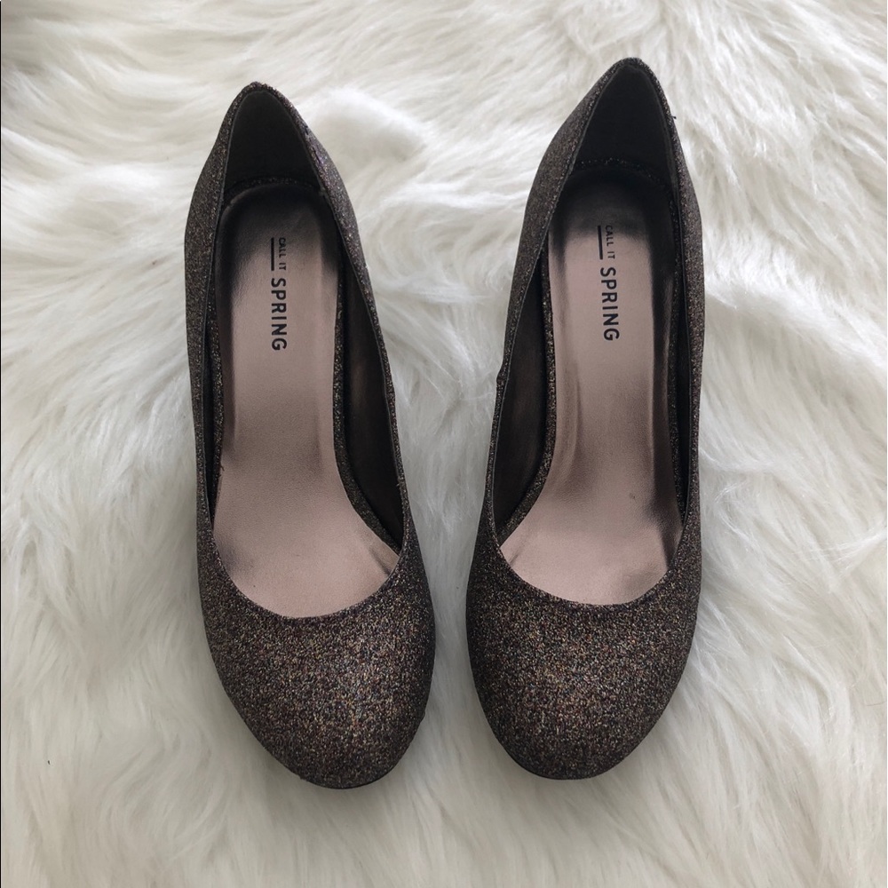 Silver / Multicolor Glitter Pumps, size 6